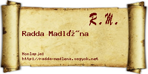 Radda Madléna névjegykártya